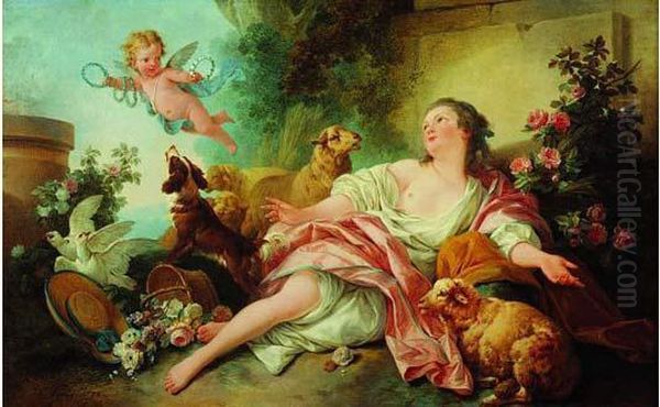 L'amour Vainqueur Oil Painting by Jean-Baptiste Huet