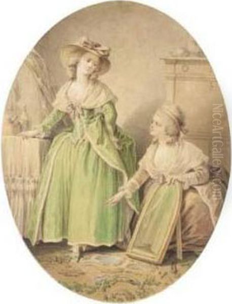 L'essai De La Belle Robe Oil Painting by Jean-Baptiste Huet