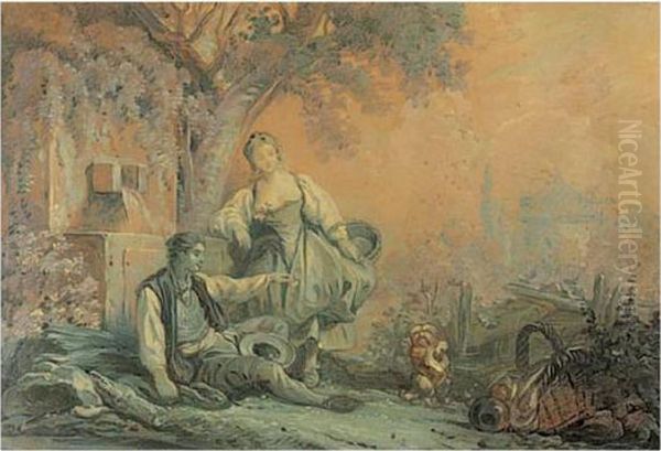 L'education Du Chien Oil Painting by Jean-Baptiste Huet