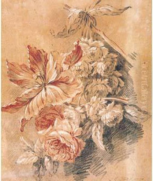 Bouquet De Fleurs Oil Painting by Jean-Baptiste Huet