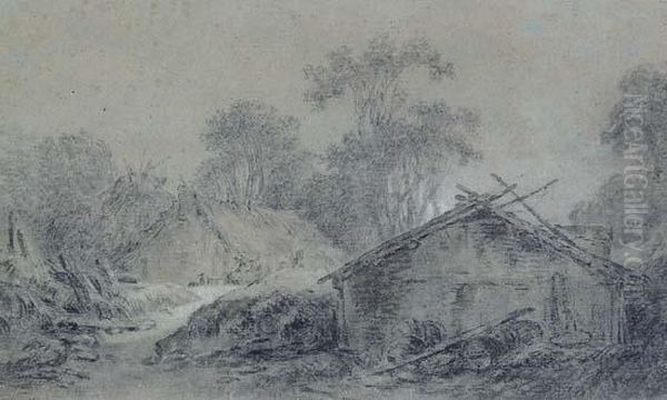 Bergerie Dans Un Paysage Oil Painting by Jean-Baptiste Huet