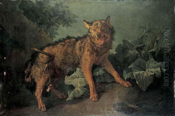 Le Loup Blesse Oil Painting by Jean-Baptiste Huet