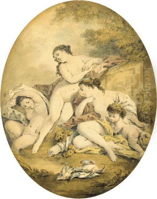 Le Repos De Diane Oil Painting by Jean-Baptiste Huet