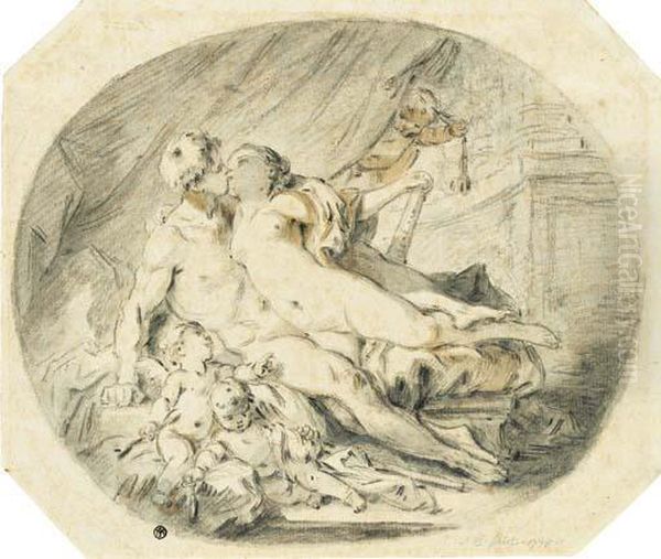 Hercules And Omphale Oil Painting by Jean-Baptiste Huet