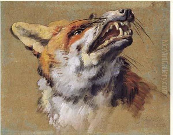 Tete De Renard Oil Painting by Jean-Baptiste Huet