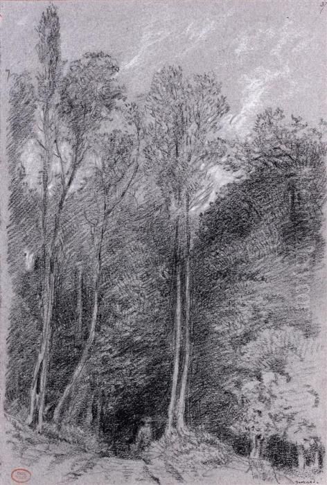 Paysage Boise, Au Lieu-dit Guerard Oil Painting by Paul Huet