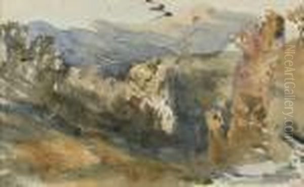 Recto : Paysage Vallonne Oil Painting by Paul Huet