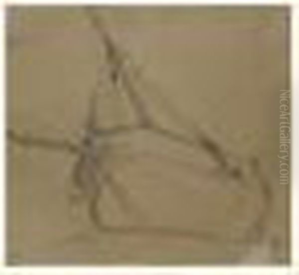 Bateau Sur Le Flanc. Oil Painting by Paul Huet