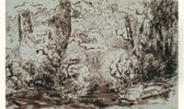 Sous-bois Oil Painting by Paul Huet