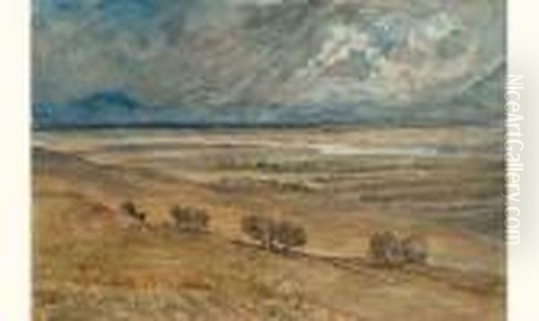 Beuzeval, La Plaine De Caen Oil Painting by Paul Huet