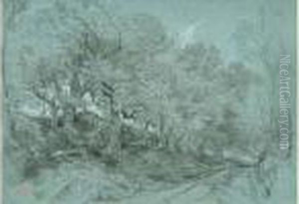 Chemin Et Arbres Oil Painting by Paul Huet