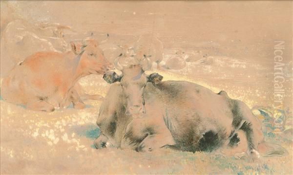 Cattle Resting Oil Painting by William Huggins