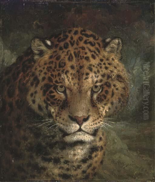 A Jaguar Oil Painting by William Huggins