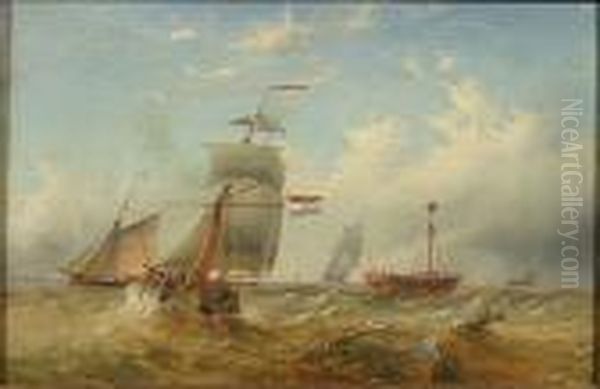 Bateaux En Mer Oil Painting by Abraham Hulk Jun.