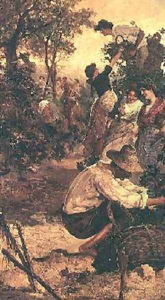 The Grape Harvest 1900 Oil Painting by M.F. Moles
