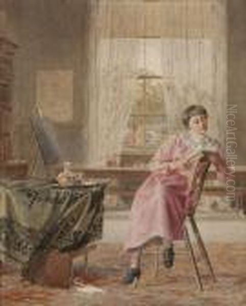 Girl Reading Oil Painting by William Henry Hunt