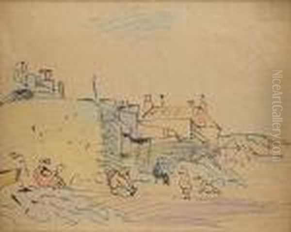 On The Beach, Largo Oil Painting by George Leslie Hunter