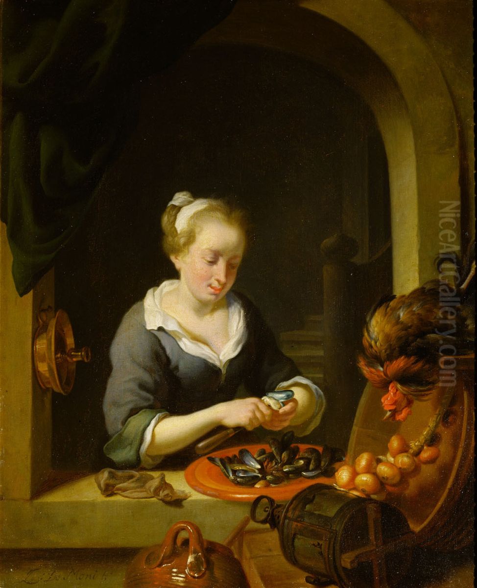 The Kitchenmaid Oil Painting by Louis de Moni