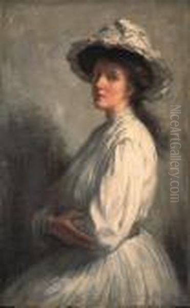Portrait Of Nan, The Artist's Daughter Oil Painting by Robert Gemmell Hutchison