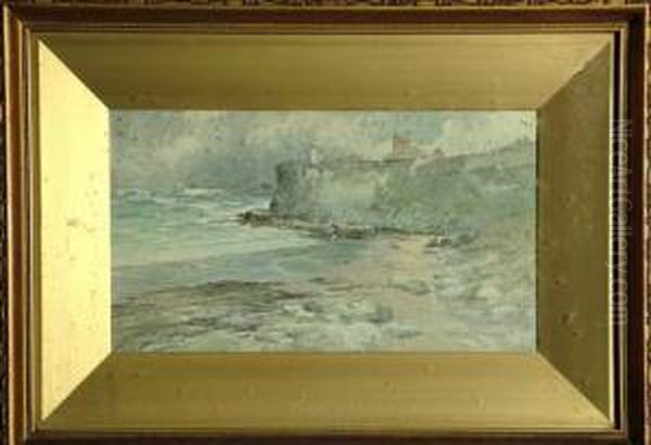 8in. X 14 1/4in. King Edwards Bay, Tynemouth Signed Oil Painting by Thomas Swift Hutton