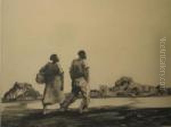 Farmworkers Oil Painting by Alfred Heber Hutty