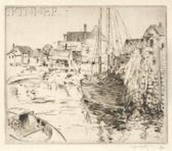 The Quiet Harbor. Oil Painting by Alfred Heber Hutty