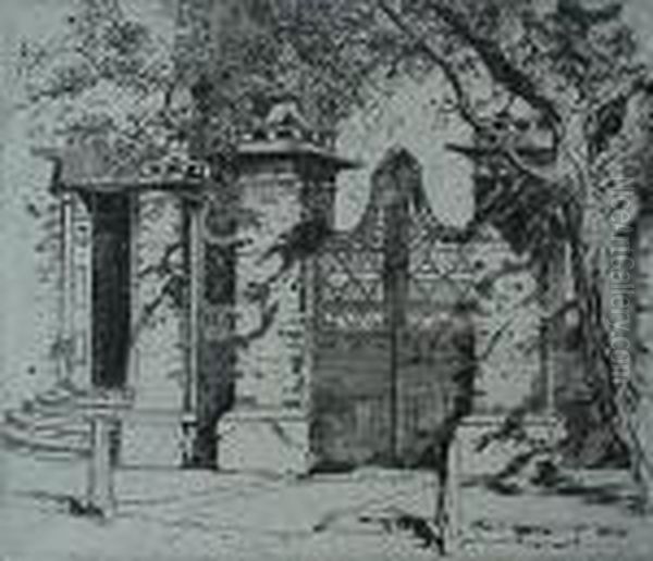 George Edwards Gate Oil Painting by Alfred Heber Hutty