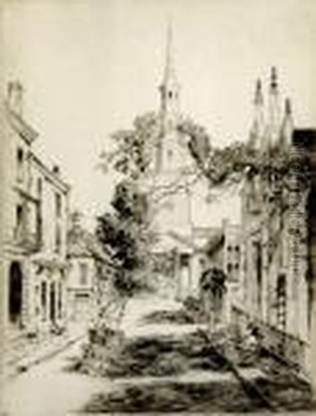 Charleston Spire St Philip Church Oil Painting by Alfred Heber Hutty