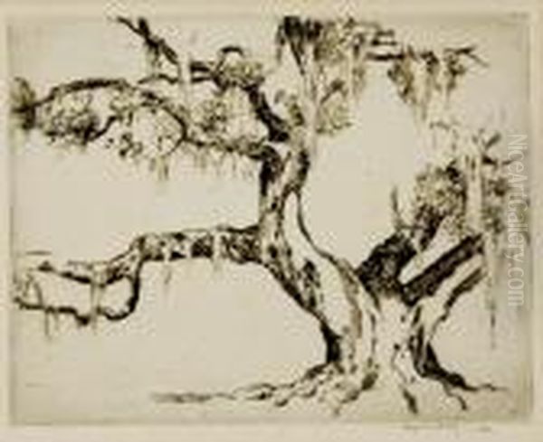 Live Oak With Moss Charleston Lowcountry Oil Painting by Alfred Heber Hutty