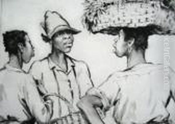 Gullah Gossips Oil Painting by Alfred Heber Hutty