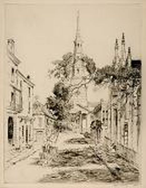 Charleston Spires St Philip Church Oil Painting by Alfred Heber Hutty