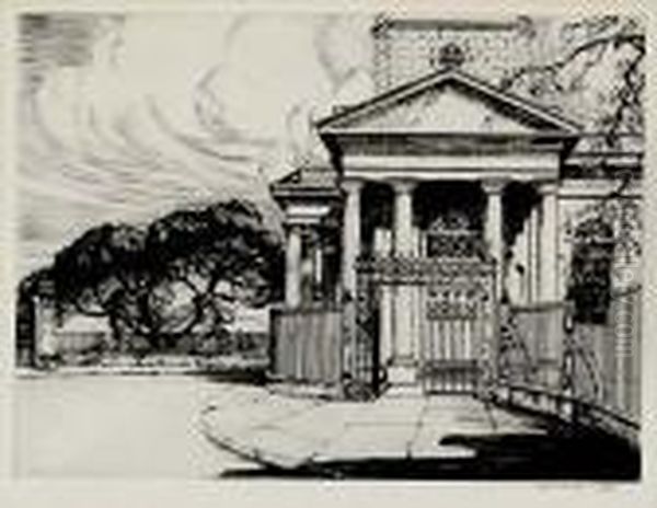 St Michael Portico Charleston Oil Painting by Alfred Heber Hutty