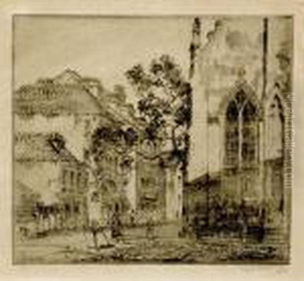 Corner Of Huguenot Church Charleston Oil Painting by Alfred Heber Hutty