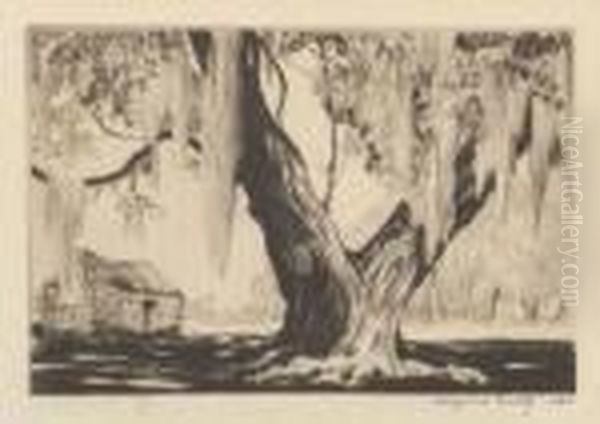 Cabin By The Old Oak Oil Painting by Alfred Heber Hutty