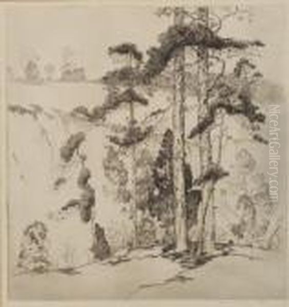 Cluster Of Southern Pines Oil Painting by Alfred Heber Hutty