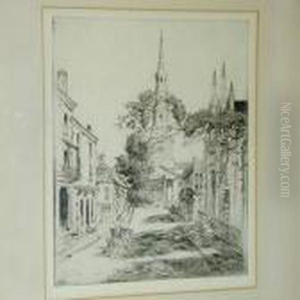 Charleston Spires Oil Painting by Alfred Heber Hutty