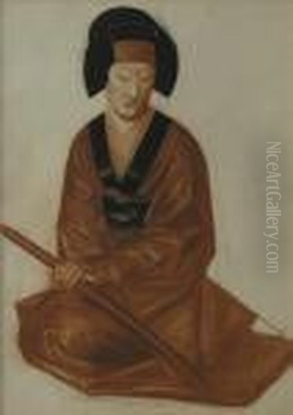 Scene Du Theatre Japonais Oil Painting by Alexander Evgenievich Yakovlev