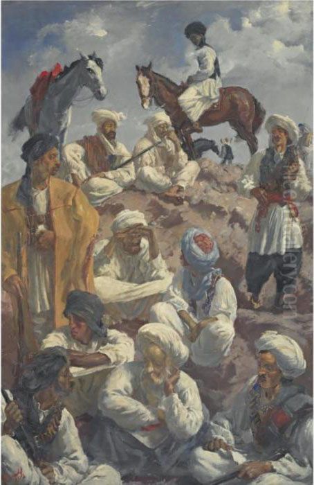 Afghans Oil Painting by Alexander Evgenievich Yakovlev