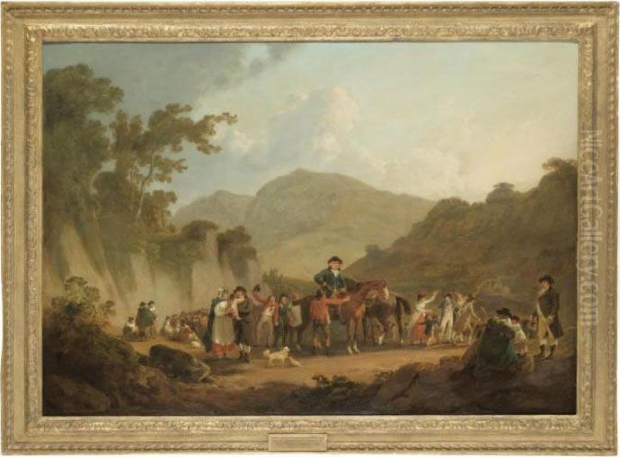 Miners Setting Out From Lord 
Cawdor's Lead Mine In Camarthenshire To Encounter The French Banditti At
 Fishguard Oil Painting by Julius Caesar Ibbetson