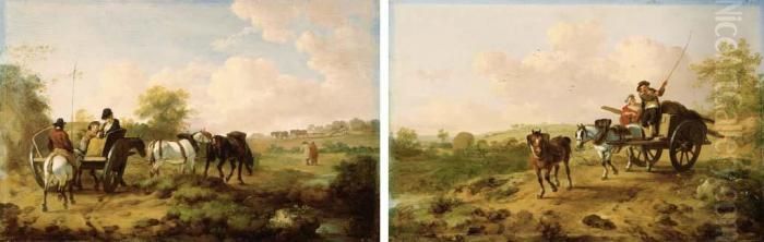 Going To Market; And Returning From Market Oil Painting by Julius Caesar Ibbetson