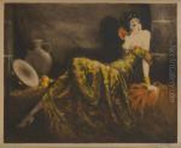 Danseuse Au Tambourin Oil Painting by Louis Icart