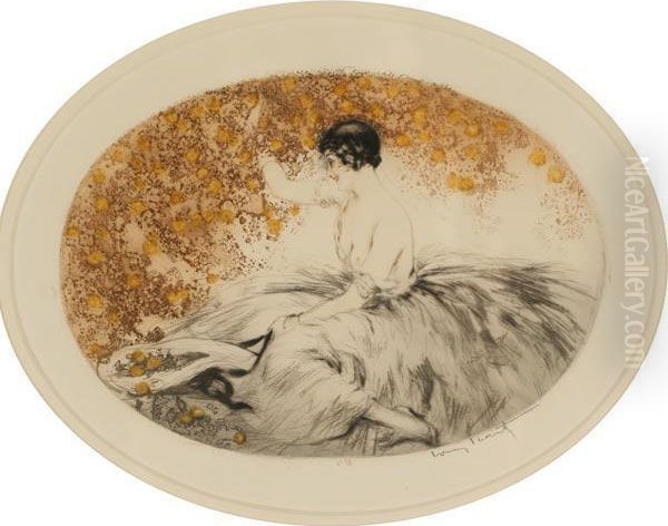 Yellow Blossoms Oil Painting by Louis Icart