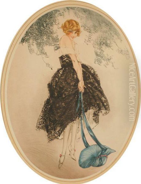 Blue Bonnet Oil Painting by Louis Icart