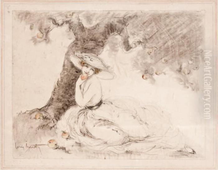 < Jeune Femme Aux Pommes Oil Painting by Louis Icart