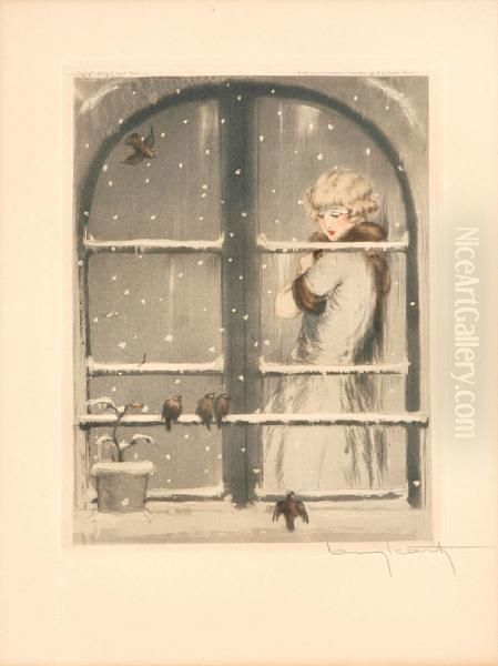 Winter Oil Painting by Louis Icart
