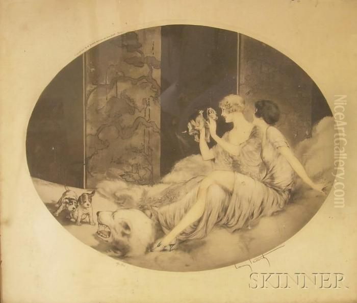 Petits Chiens Oil Painting by Louis Icart