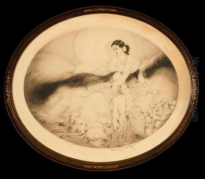 Lady Of The Camellias (la Dame Aux Camellias) Oil Painting by Louis Icart