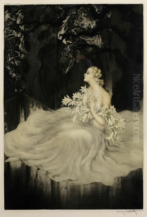Lilies (schiffer 468) Oil Painting by Louis Icart