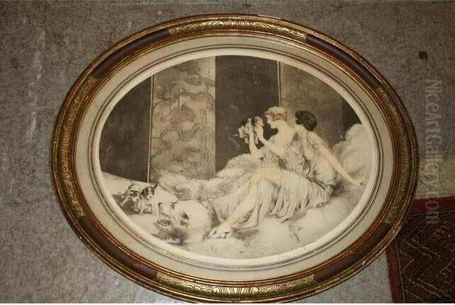 Le Lait Renverse Oil Painting by Louis Icart