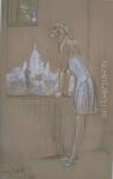 Girl By Window Oil Painting by Louis Icart